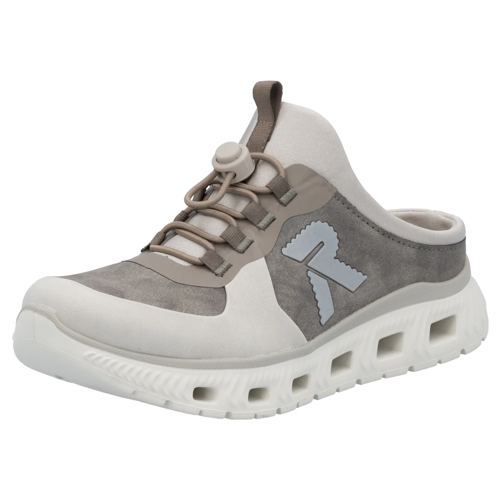 RIEKER Sport Clog Schlupfschuh Sabot Sneaker mit aufgesetztem Schnellverschluss
