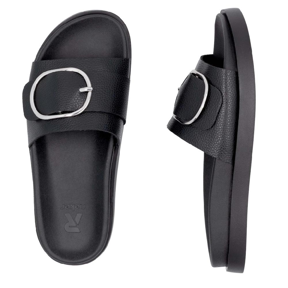 RIEKER Sport Pantolette Sommerschuh Strandschuh Urlaubschuh Hausschuh Mit Zierschnalle