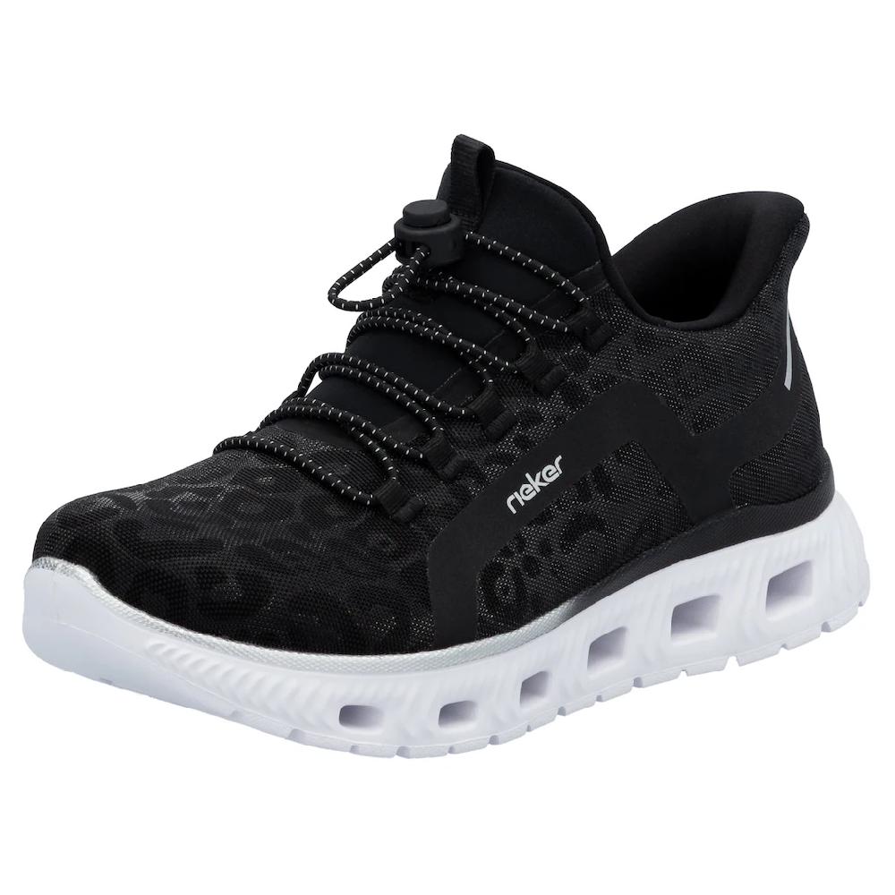 RIEKER Sport Slip-On Sneaker Freizeitsneaker Schlupfschuh in Leo-Optik mit MemoSoft-Innensohle