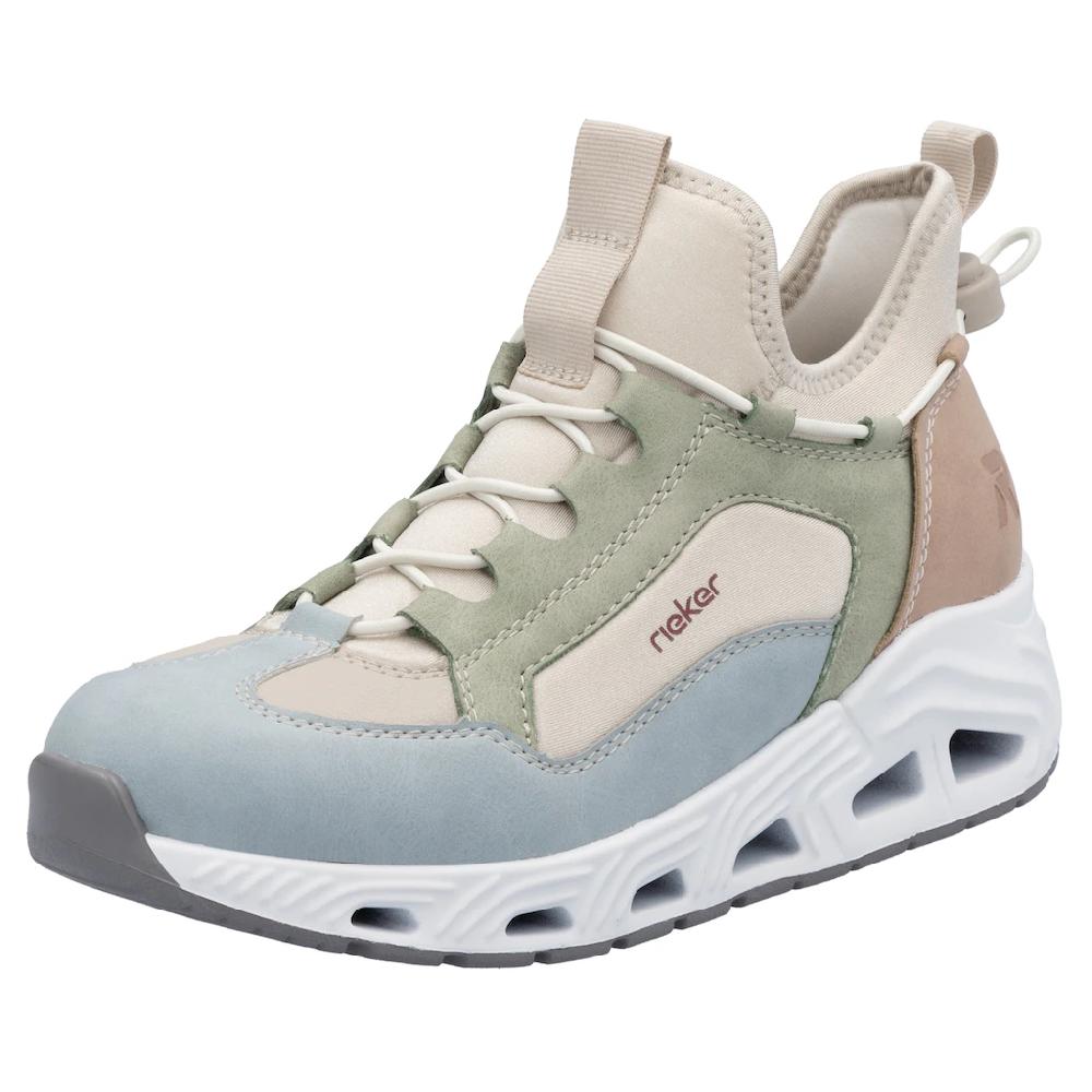 RIEKER Sport Slip-On Sneaker High Top Sneaker Schlupfschuh mit Schnellverschluss hinten