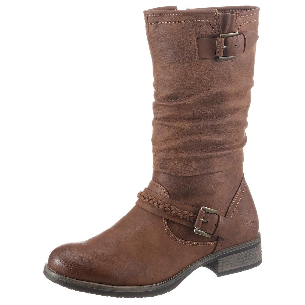 Rieker Stiefel Boots Winterboots Blockabsatz mit gerafftem slouchy-Schaft online kaufen