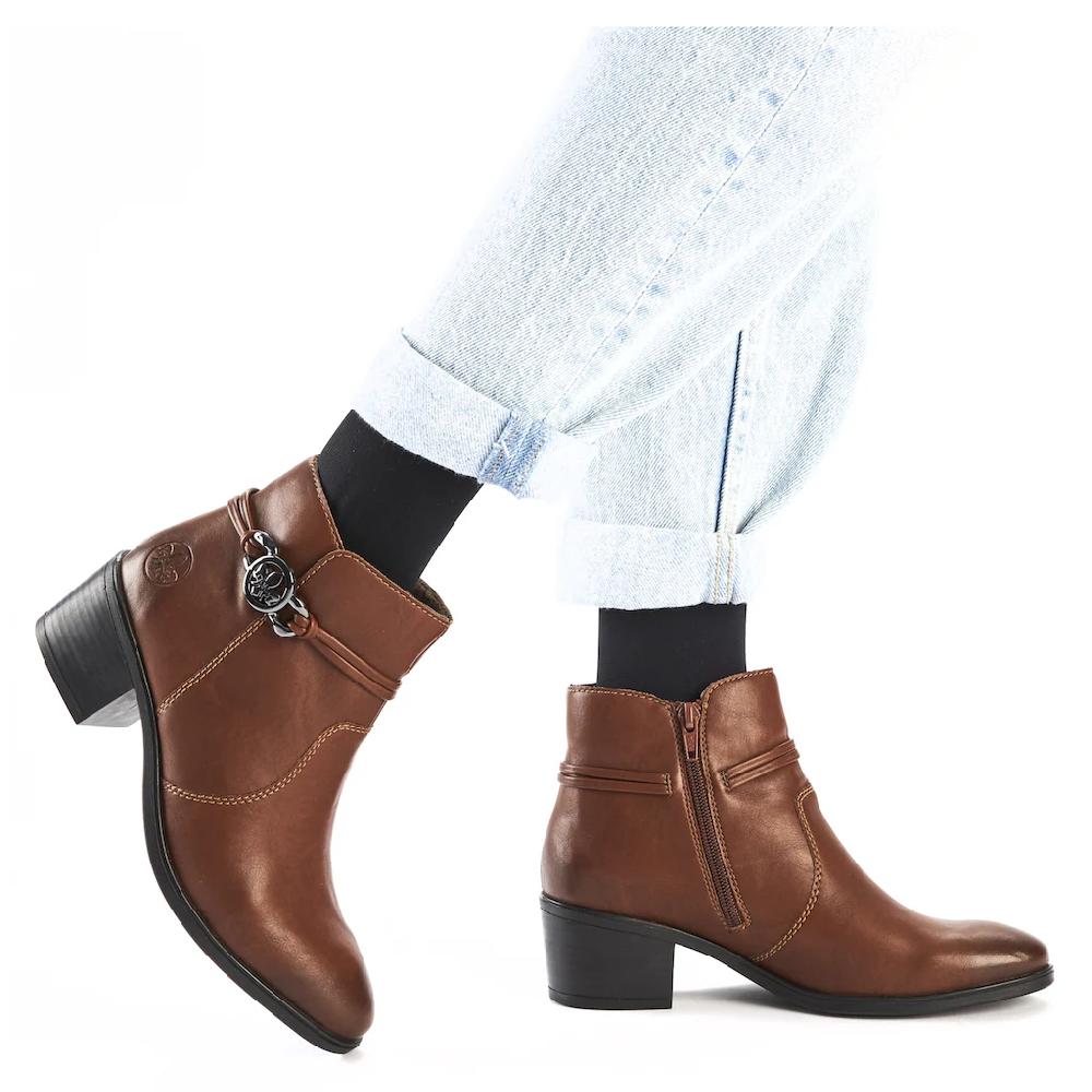 Rieker Stiefelette Ankleboots Klassik-Stiefelette Blockabsatz Innenreißverschluss ▷ Für