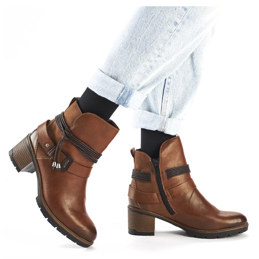 Rieker Stiefelette Boots Blockabsatz Zierbänder In Used-Optik Bestellen