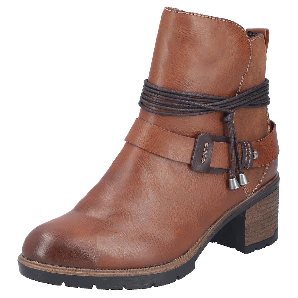 Rieker Stiefelette Boots Blockabsatz Zierbänder in Used-Optik bestellen