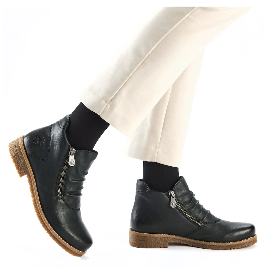 Rieker Stiefelette Schlupfboots Ankleboots Mit Beidseitigem Reißverschluss ▷ Für
