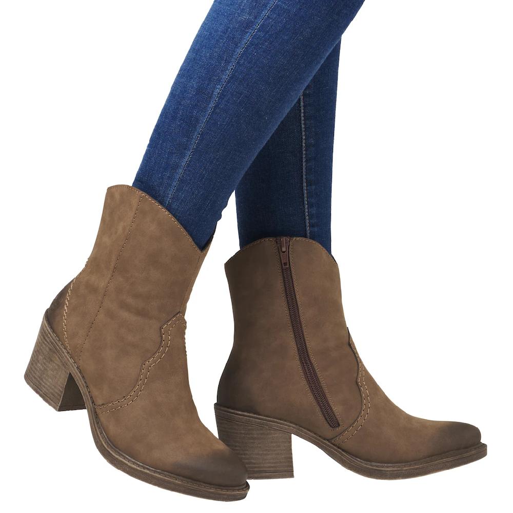 Rieker Westernstiefelette Cowboystiefelette Boots Blockabsatz Im Angesagten Used-Look