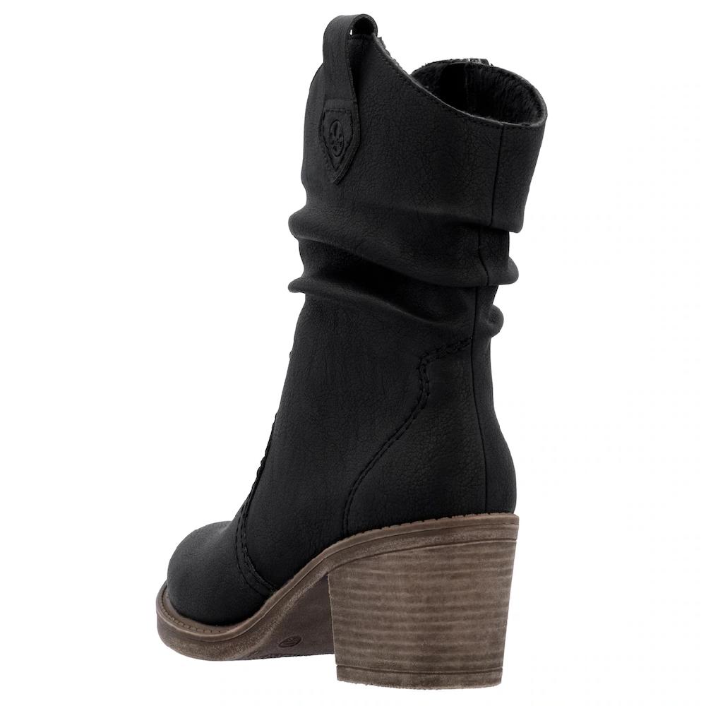 Rieker Westernstiefelette Cowboystiefelette Boots Blockabsatz Mit Gerafftem Slouchy Schaft