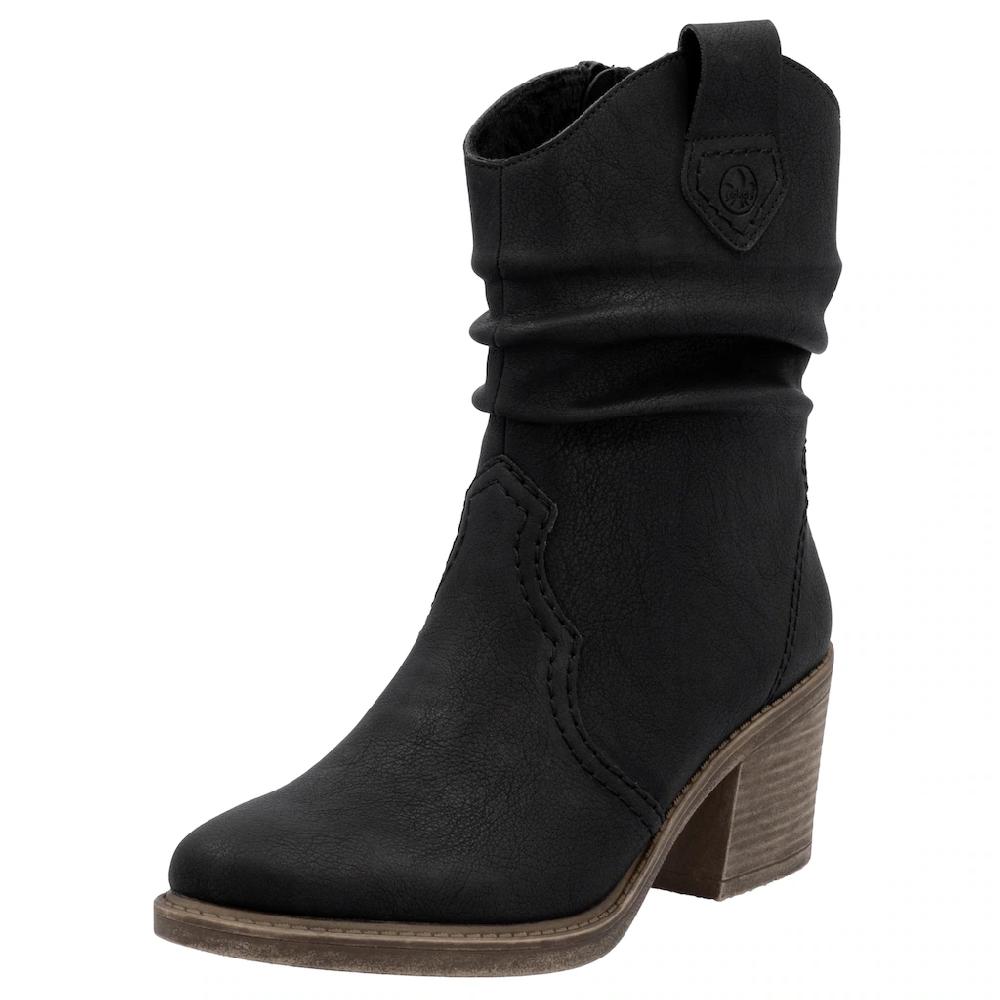 Rieker Westernstiefelette Cowboystiefelette Boots Blockabsatz mit gerafftem slouchy Schaft