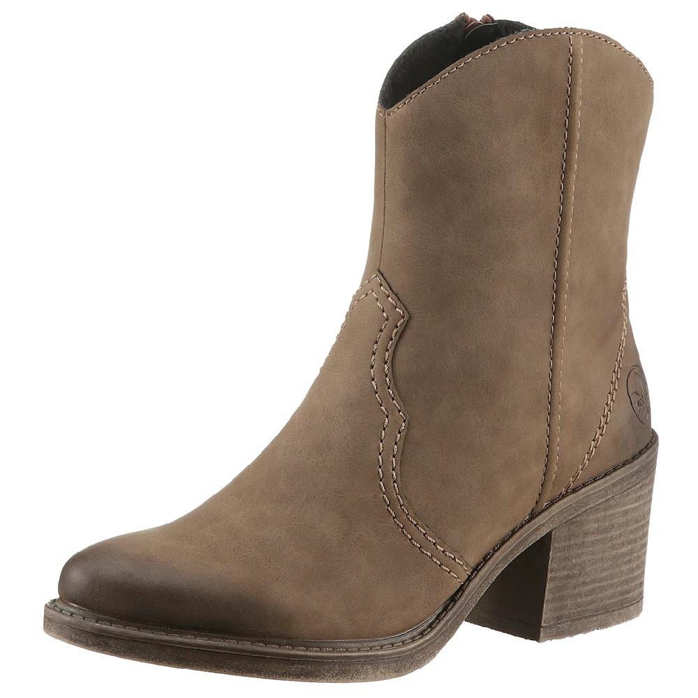 Rieker Westernstiefelette Cowboystiefelette Boots Blockabsatz im angesagten Used-Look