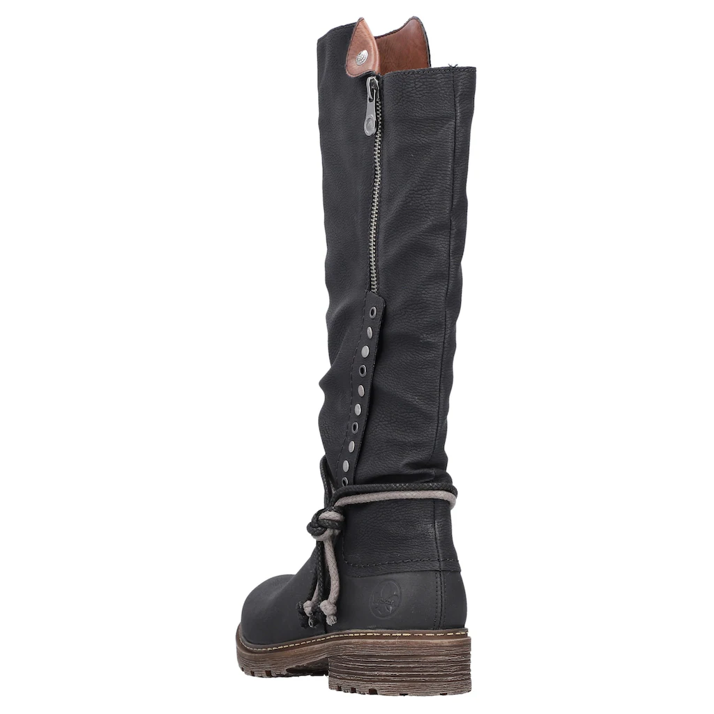 Rieker Winterstiefel Langschaftstiefel Blockabsatz TEX-Membran Nieten Und Kordel Kaufen