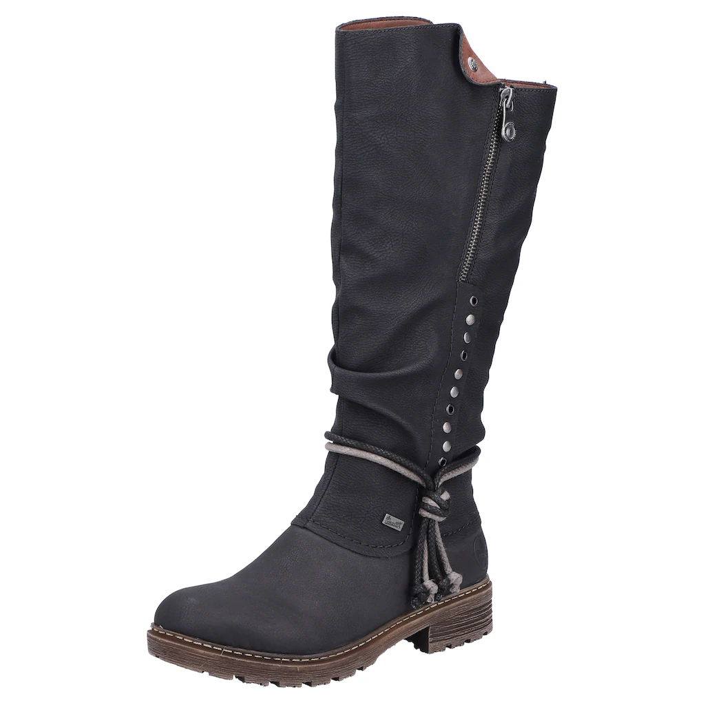Rieker Winterstiefel Langschaftstiefel Blockabsatz TEX-Membran Nieten und Kordel kaufen