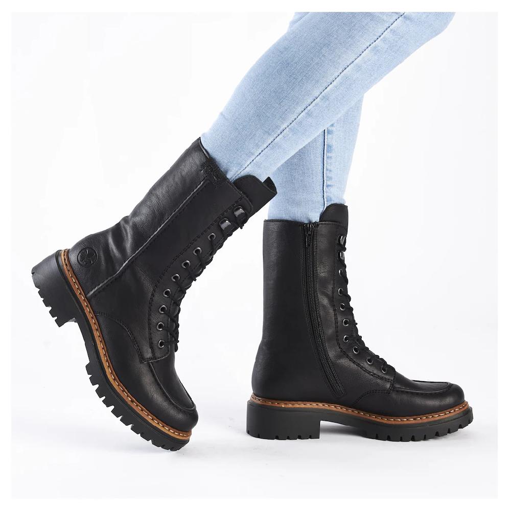 Rieker Winterstiefelette Blockabsatz Schnürstiefelette Schnürboots Mit Warmfiutter Online Bestellen