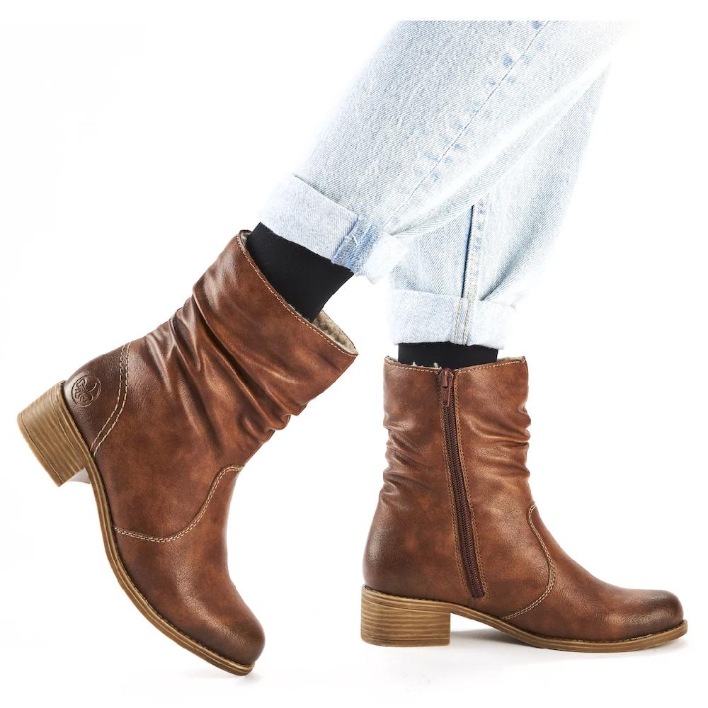 Rieker Winterstiefelette Boots Winterboots Blockabsatz Mit Innenreißverschluss Online Kaufen