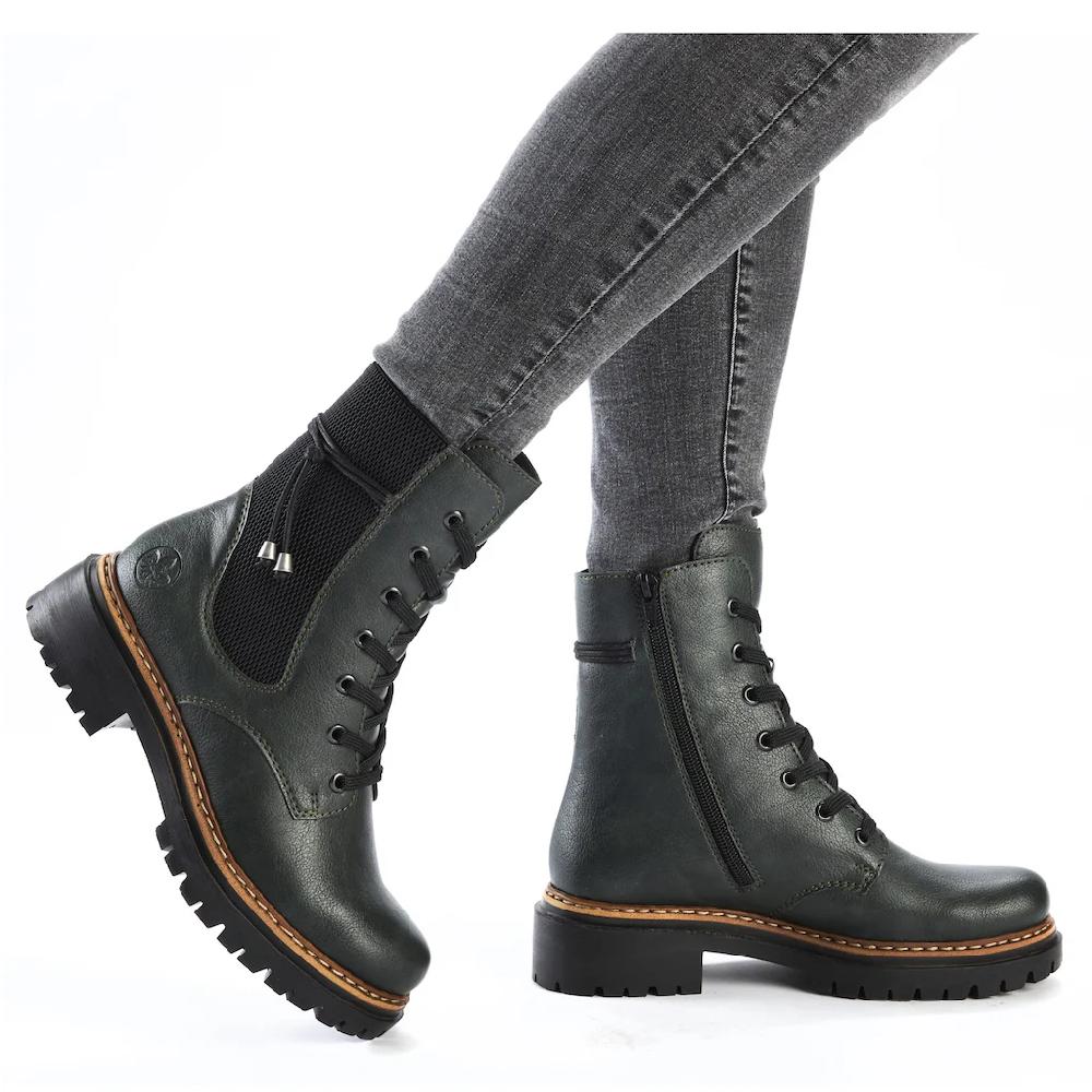 Rieker Winterstiefelette Schnürstiefelette Blockabsatz Chelseaboots Mit Innenreißverschluss ▷ Für