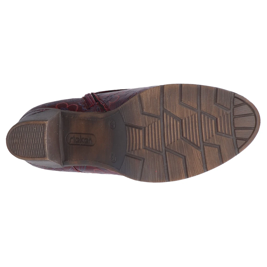 Rieker Winterstiefelette Schnürstiefelette Reißverschluss-Boots Blockabsatz Blumenprint