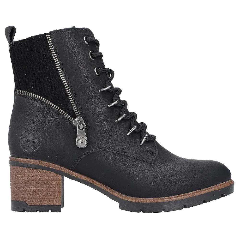 Rieker Winterstiefelette Schnürstiefelette Schnürboots Blockabsatz Schmale Form ▷ Für