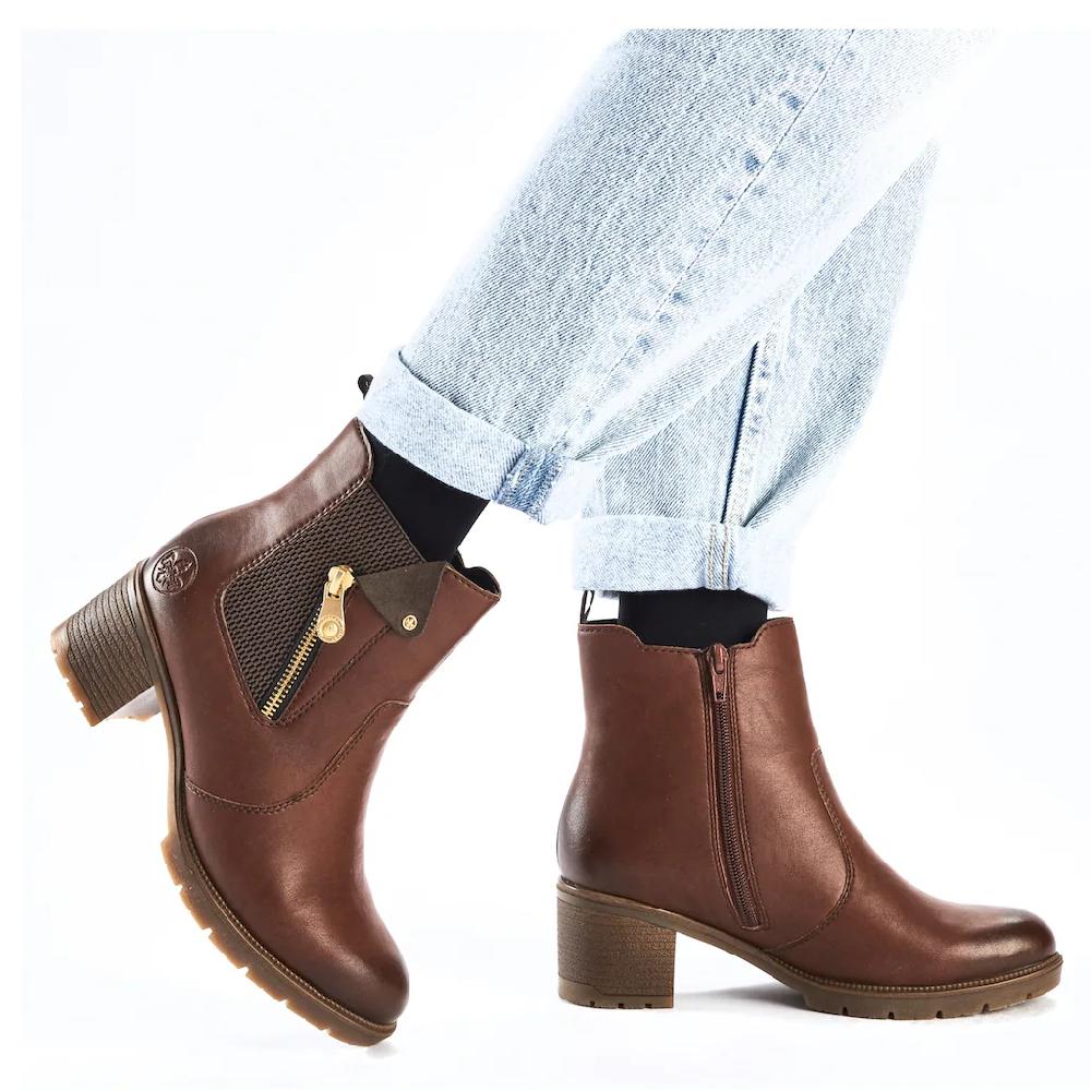Rieker Winterstiefelette Stiefelette Boots Blockabsatz Mit Innenreißverschluss ▷ Für