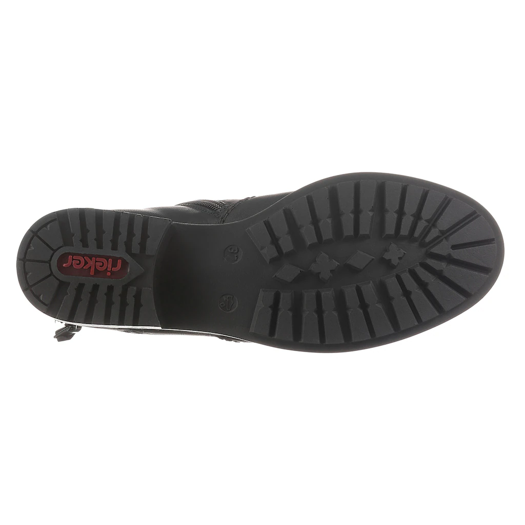Rieker Winterstiefelette Winterboots Blockabsatz Profilsohle Mit Zierreißverschluss Außen ▷ Für