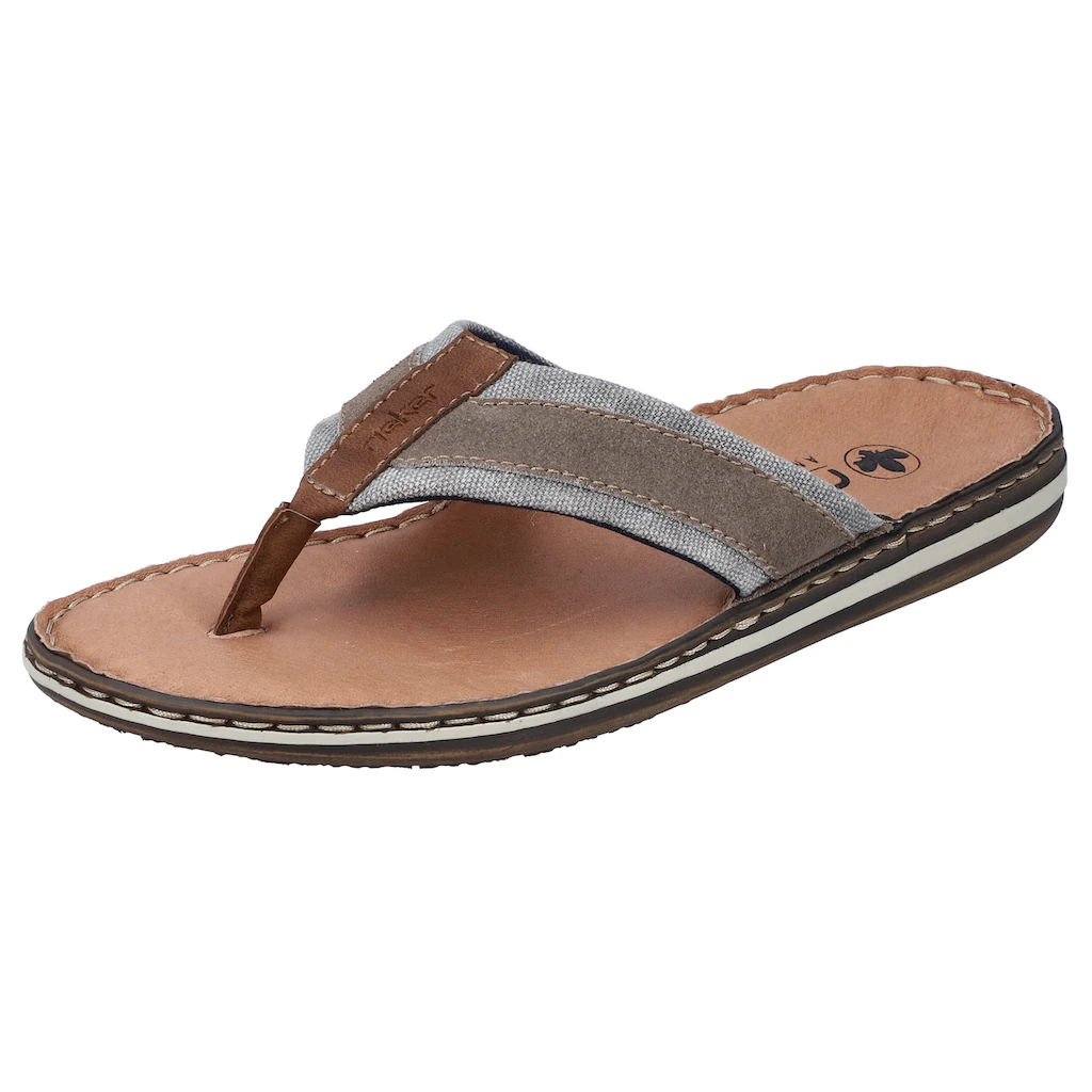 Rieker Zehentrenner Sommerschuh Schlappen Poolslides Badeschuh mit Leder-Innensohle kaufen