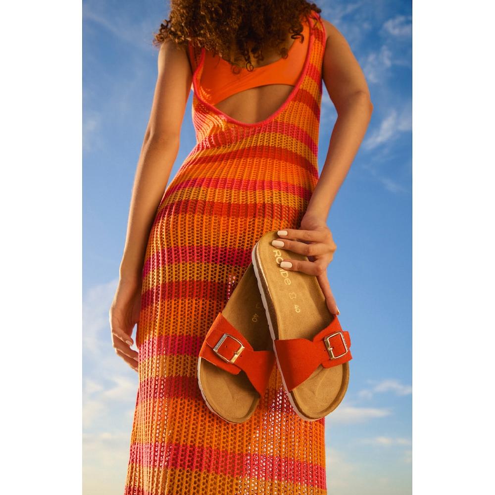 Rohde Pantolette Keilabsatz Sommerschuh Schlappen Mit Vorgeformtem Softfußbett