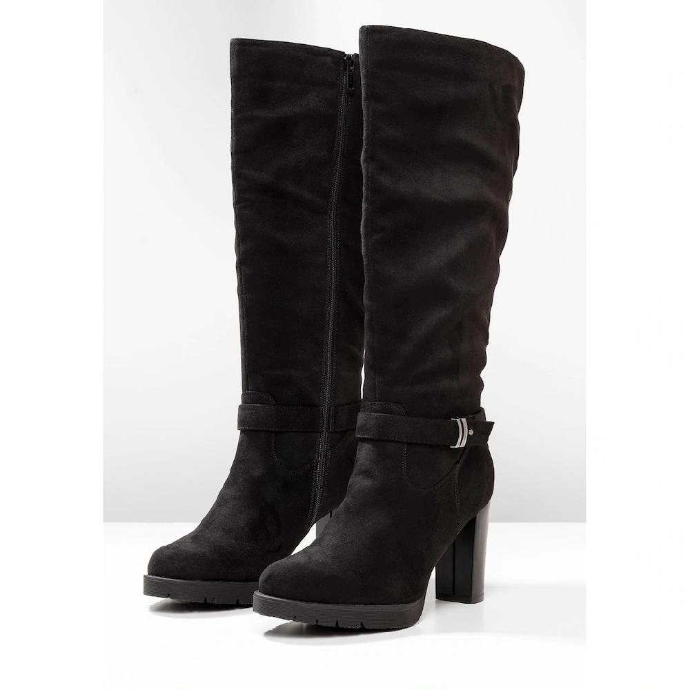 Sheego Weitschaftstiefel »Große Größen« In Velourslederoptik Mit Schnallenband Online Bestellen