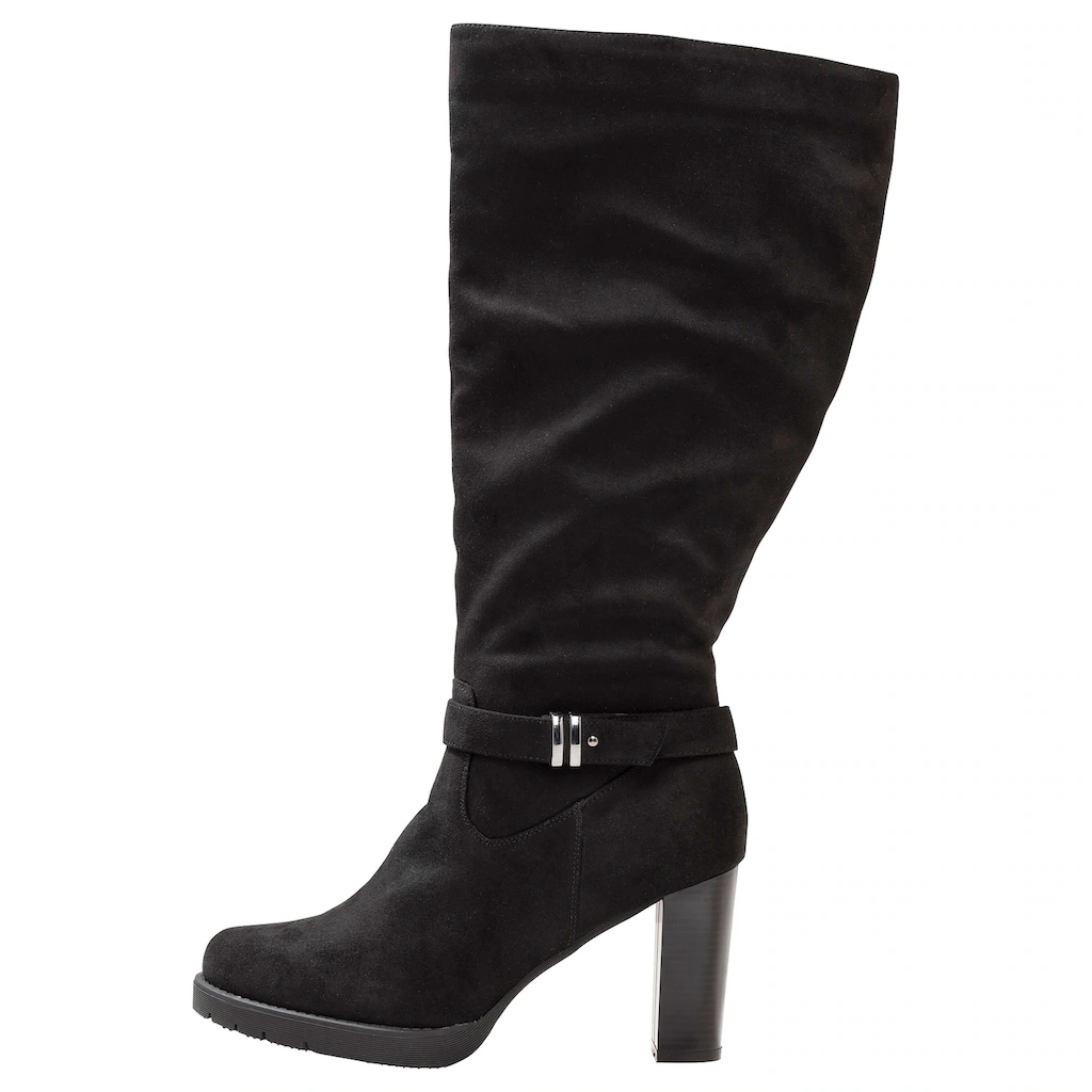 Sheego Weitschaftstiefel »Große Größen« in Velourslederoptik mit Schnallenband online bestellen