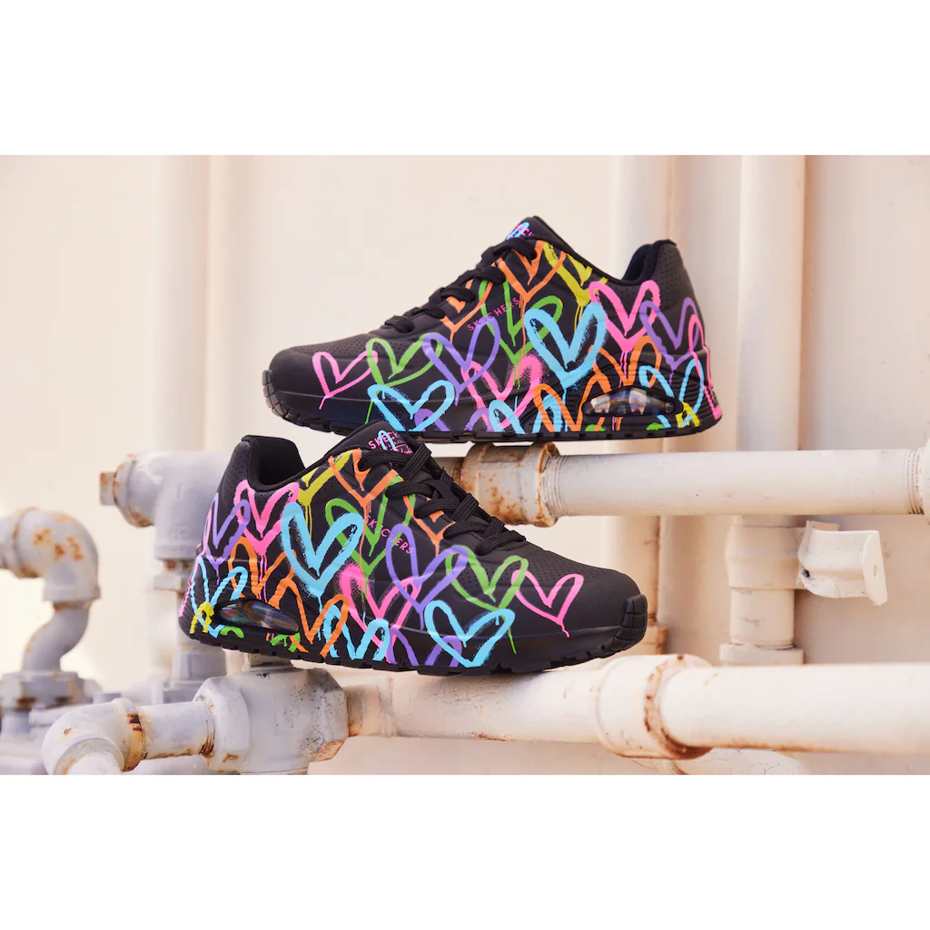 Skechers Sneaker »UNO - HIGHLIGHT LOVE« Freizeitschuh Halbschuh Schnürschuh Mit Herzchen-Print ▷ Für