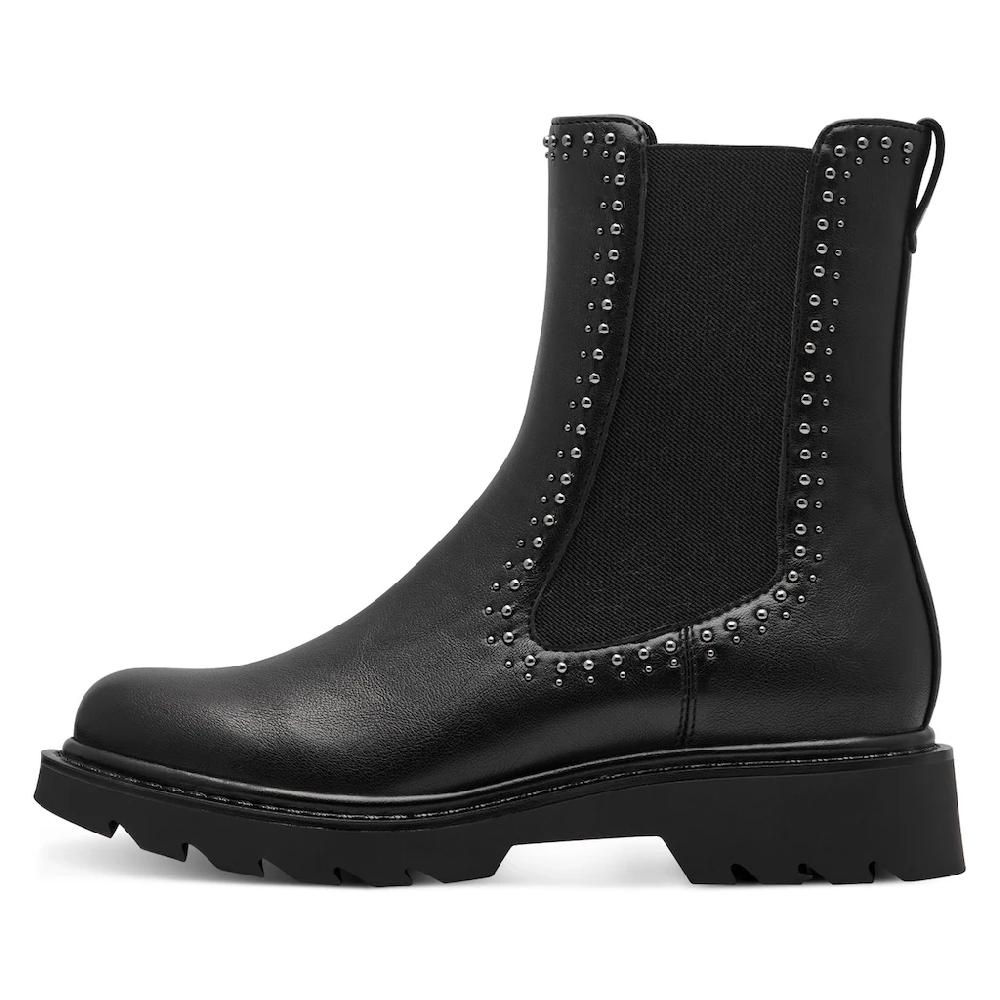 Tamaris Chelseaboots Blockabsatz Stiefelette Bikerboots mit glänzenden Nieten besetzt ▷ für