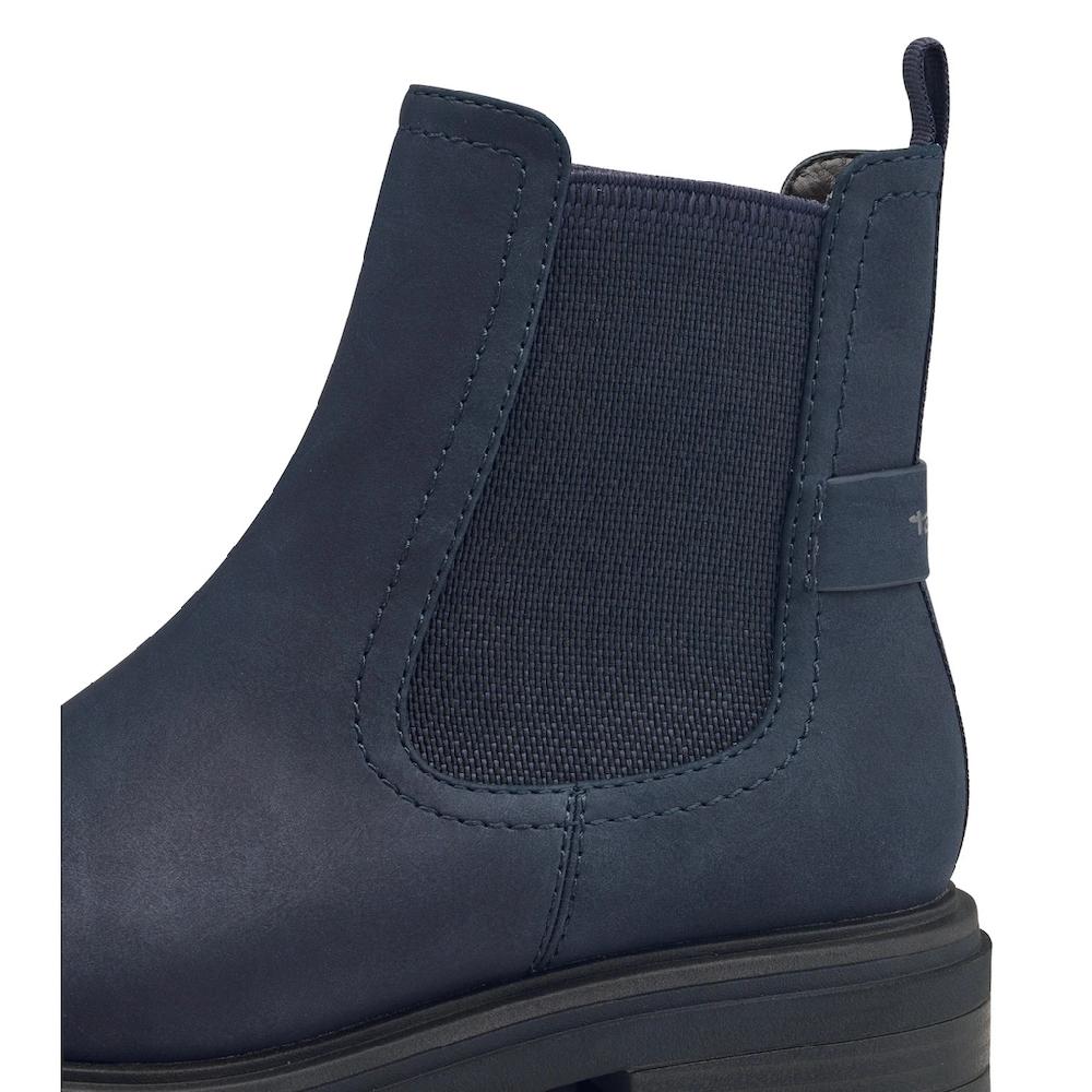 Tamaris Chelseaboots Blockabsatz Stiefelette Boots Mit Textilband An Der Ferse Bestellen