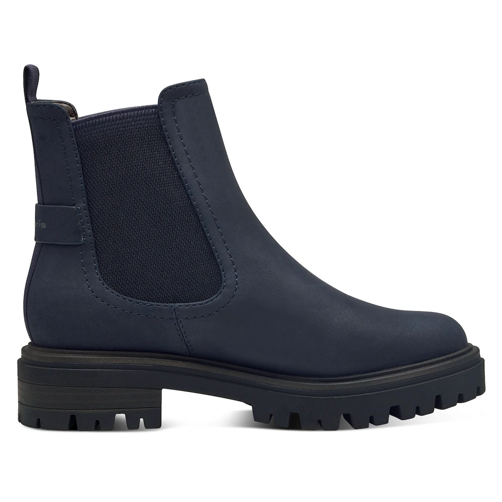 Tamaris Chelseaboots Blockabsatz Stiefelette Boots Mit Textilband An Der Ferse Bestellen