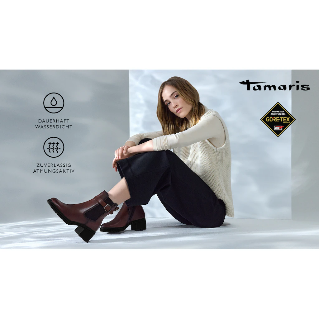 Tamaris Chelseaboots Blockabsatz Stiefelette Businessschuh Gore Tex-Ausstattung Kaufen