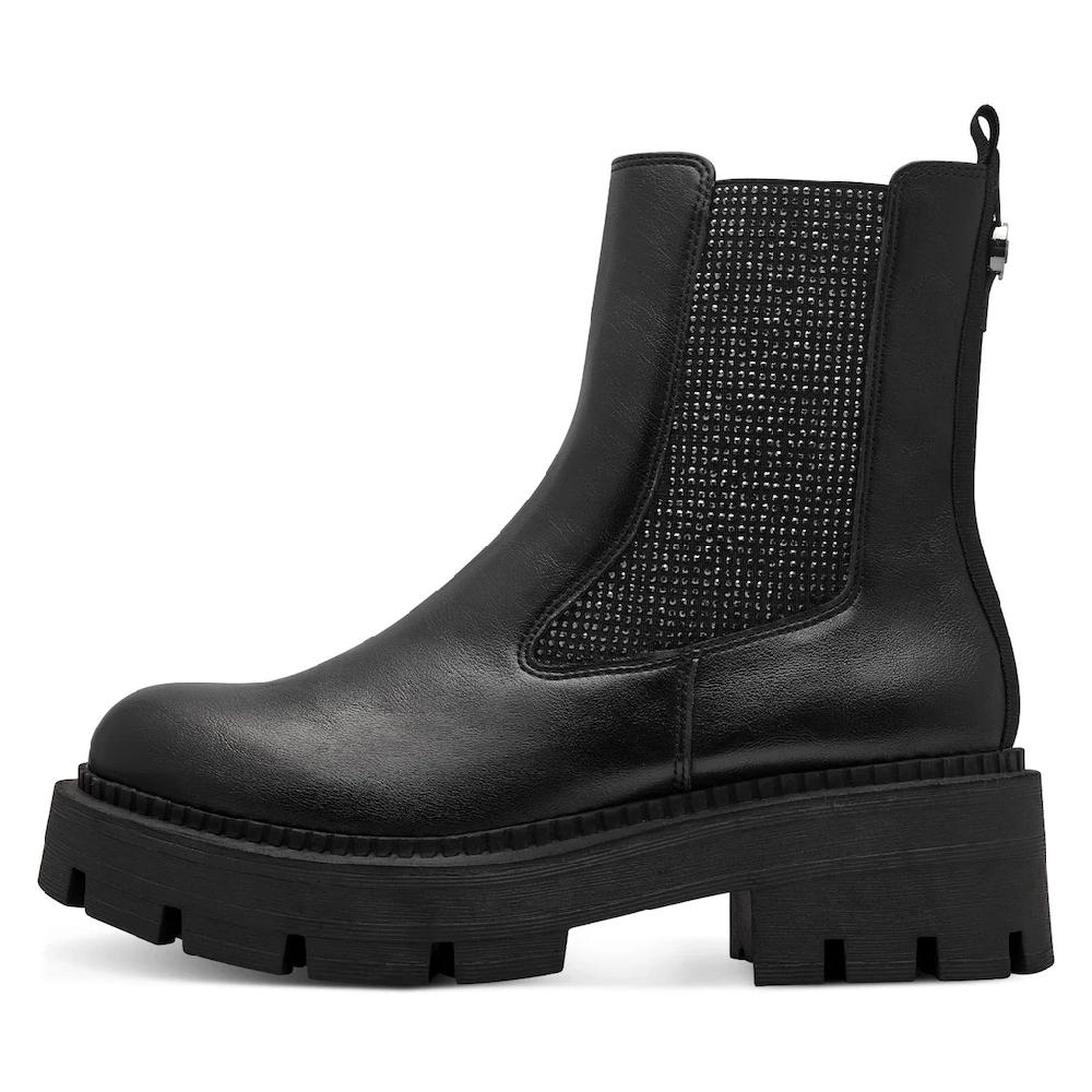 Tamaris Chelseaboots Blockabsatz Stiefelette Mit Funkelnden Strasssteinen Besetzt ▷ Für