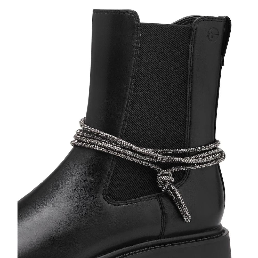 Tamaris Chelseaboots Blockabsatz Stiefelette Mit Funkelnden Bändern Verziert Online Bestellen