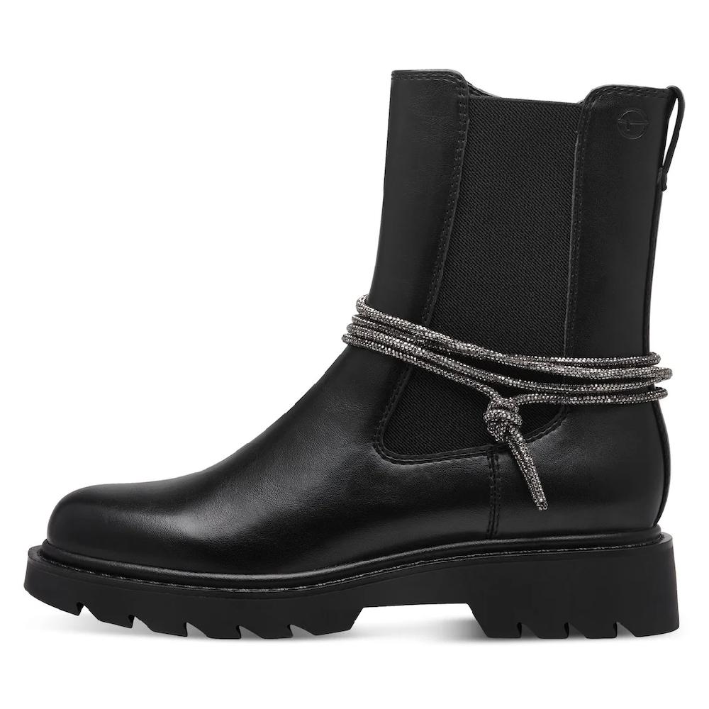 Tamaris Chelseaboots Blockabsatz Stiefelette Mit Funkelnden Bändern Verziert Online Bestellen