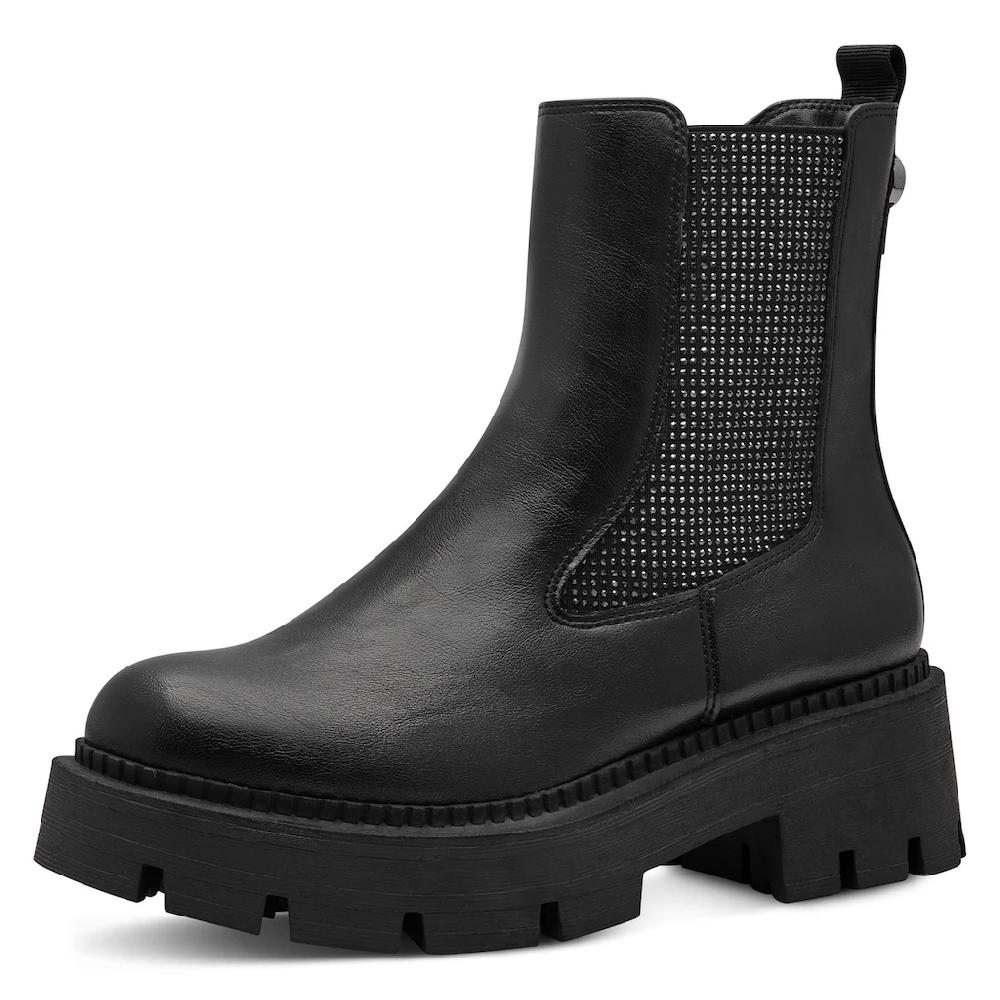 Tamaris Chelseaboots Blockabsatz Stiefelette mit funkelnden Strasssteinen besetzt ▷ für