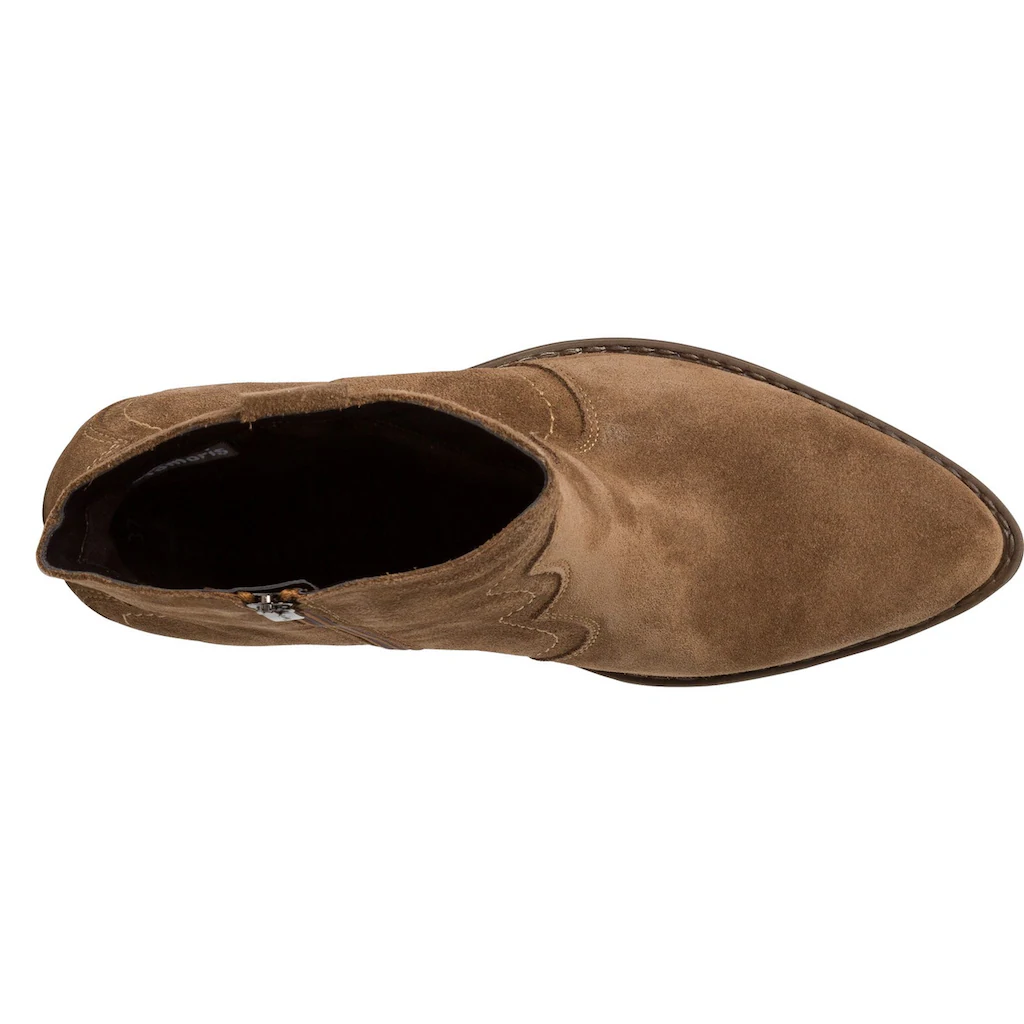 Tamaris Cowboy Stiefelette Blockabsatz Festival Western-Boots Mit Modischen Kontrastnähten