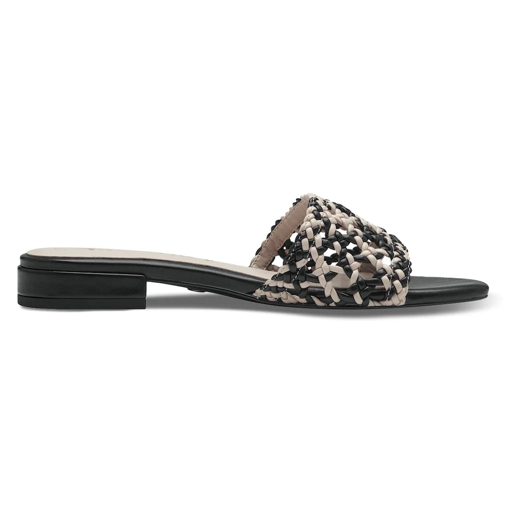 Tamaris Pantolette Blockabsatz Sommerschuh Schlappen Mit Flecht-Bandage