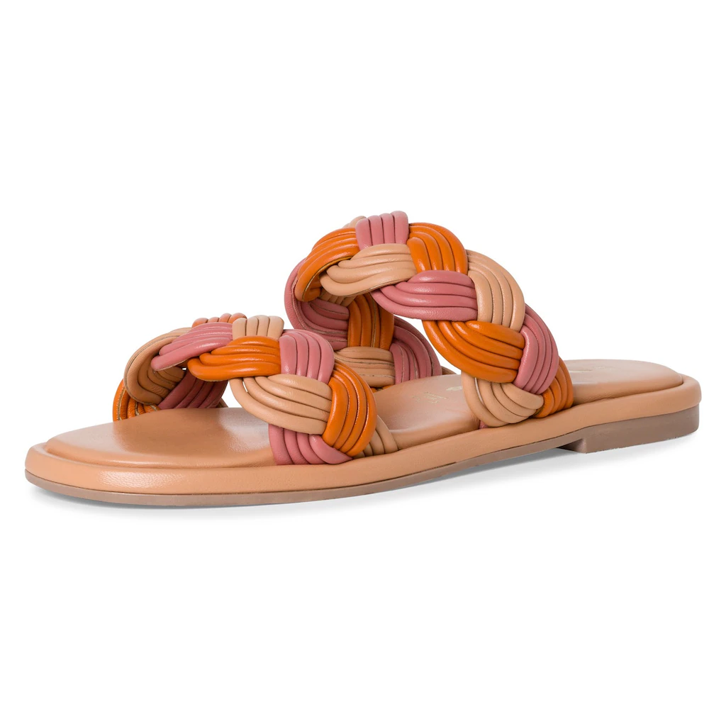 Tamaris Pantolette Blockabsatz Sommerschuh Schlappen mit geflochtener Bandage