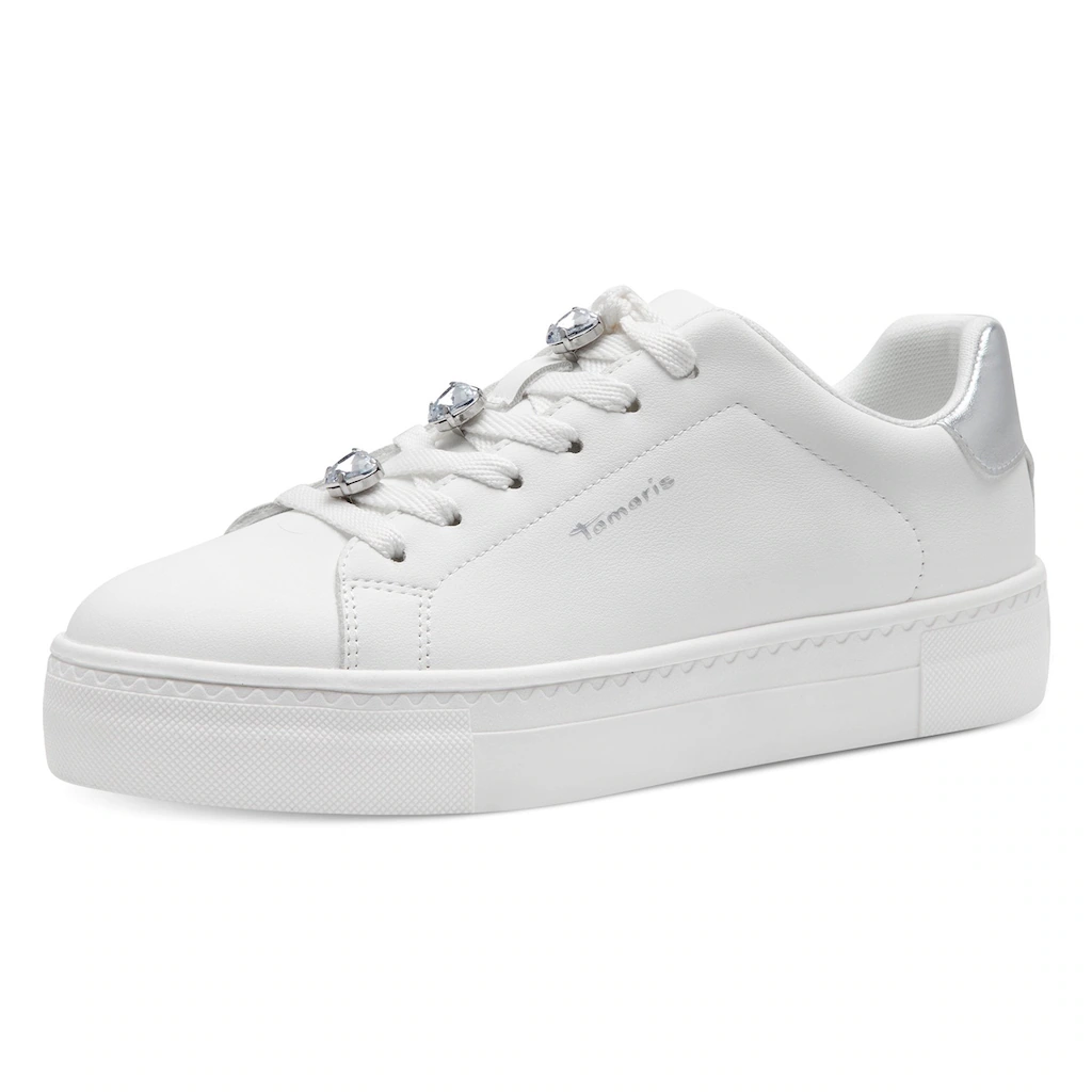 Tamaris Plateausneaker Freizeitschuh Halbschuh Schnürschuh mit Schmucksteinen verziert kaufen