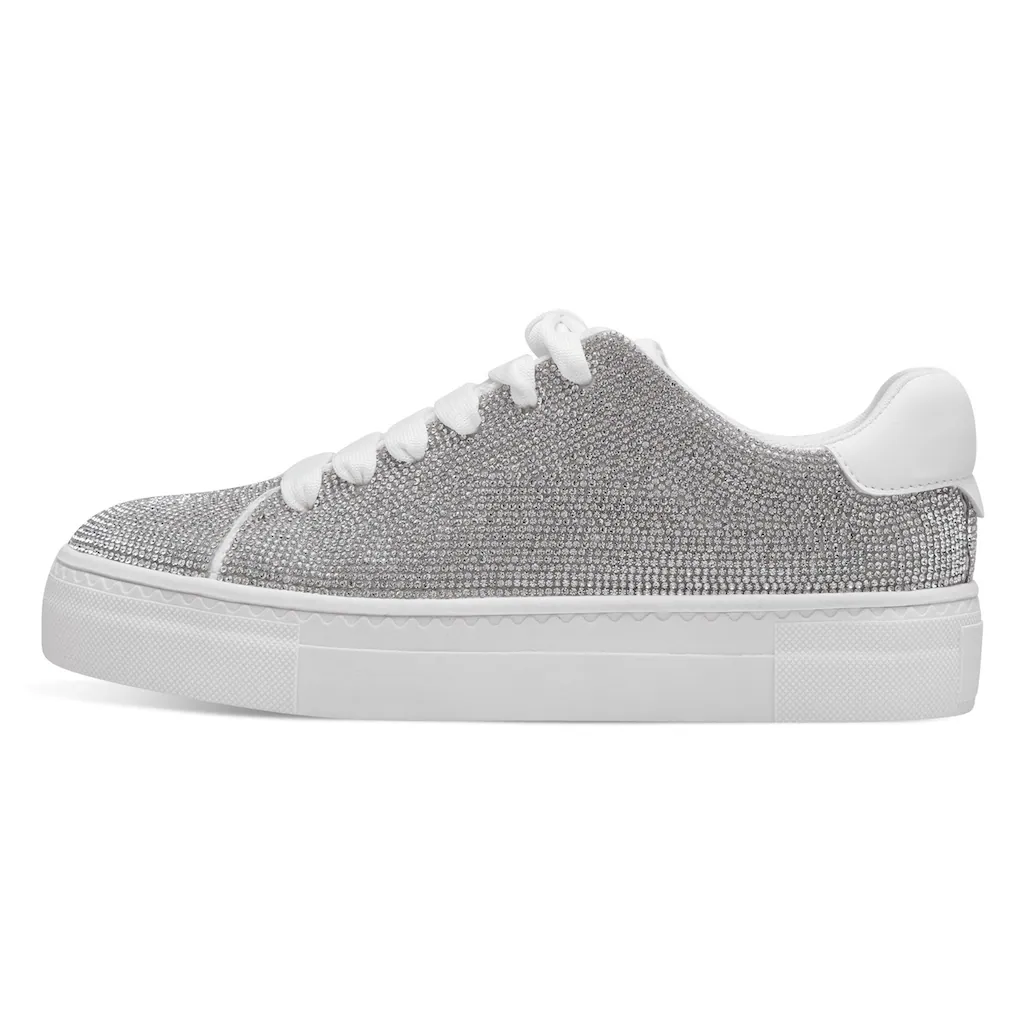 Tamaris Plateausneaker Freizeitschuh Halbschuh Schnürschuh Im Silber-Glitzer-Look Kaufen