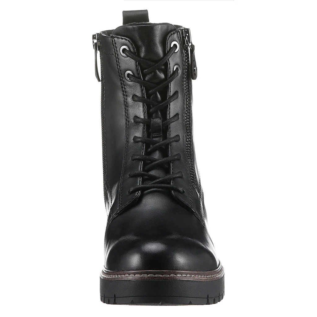 Tamaris Schnürboots Blockabsatz Schnürstiefelette Combat-Boots Mit Kontrast-Rahmennaht Online Bestellen