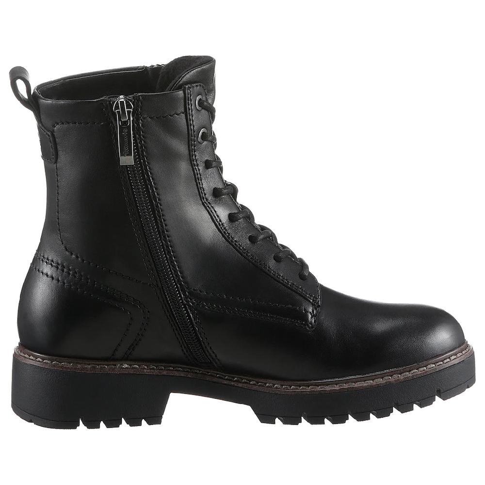 Tamaris Schnürboots Blockabsatz Schnürstiefelette Combat-Boots Mit Kontrast-Rahmennaht Online Bestellen