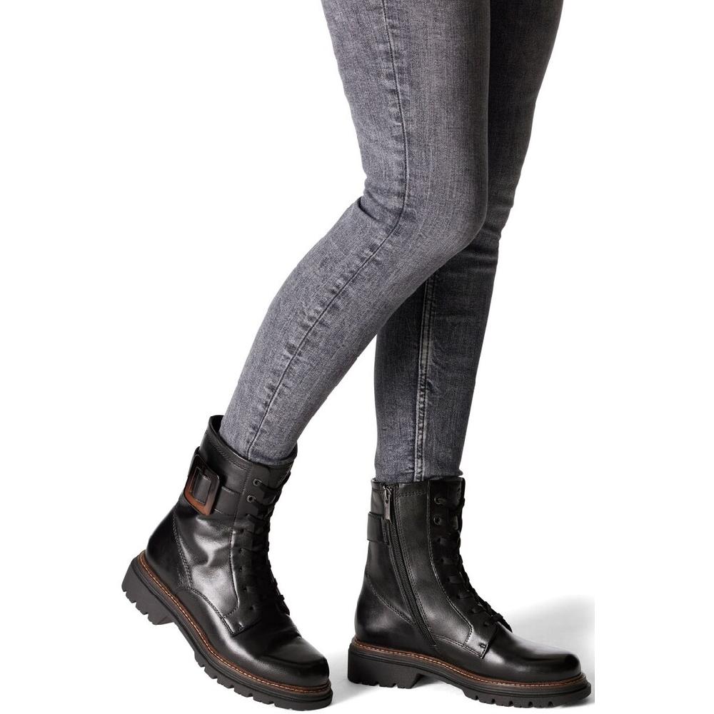 Tamaris Schnürboots Blockabsatz Schnürstiefelette Mit Auffälliger Zierschnalle