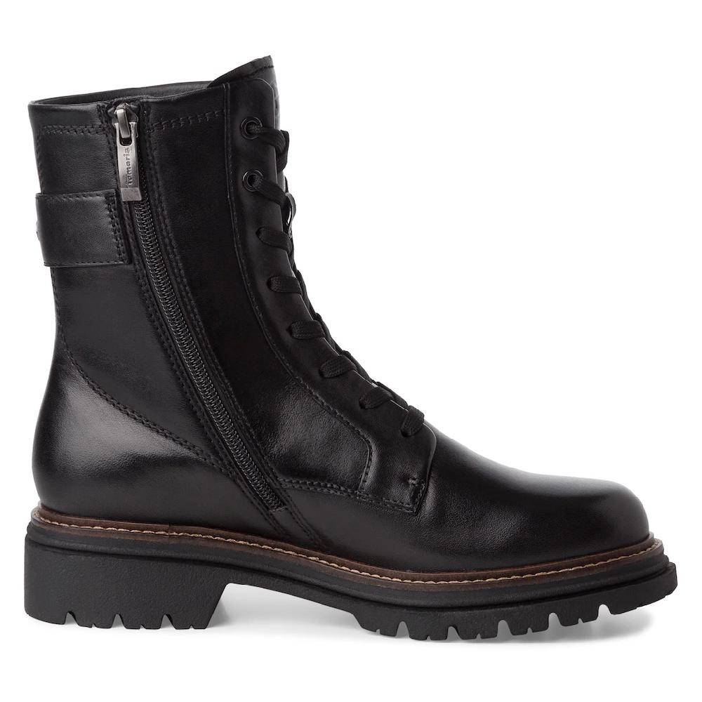 Tamaris Schnürboots Blockabsatz Schnürstiefelette Mit Auffälliger Zierschnalle