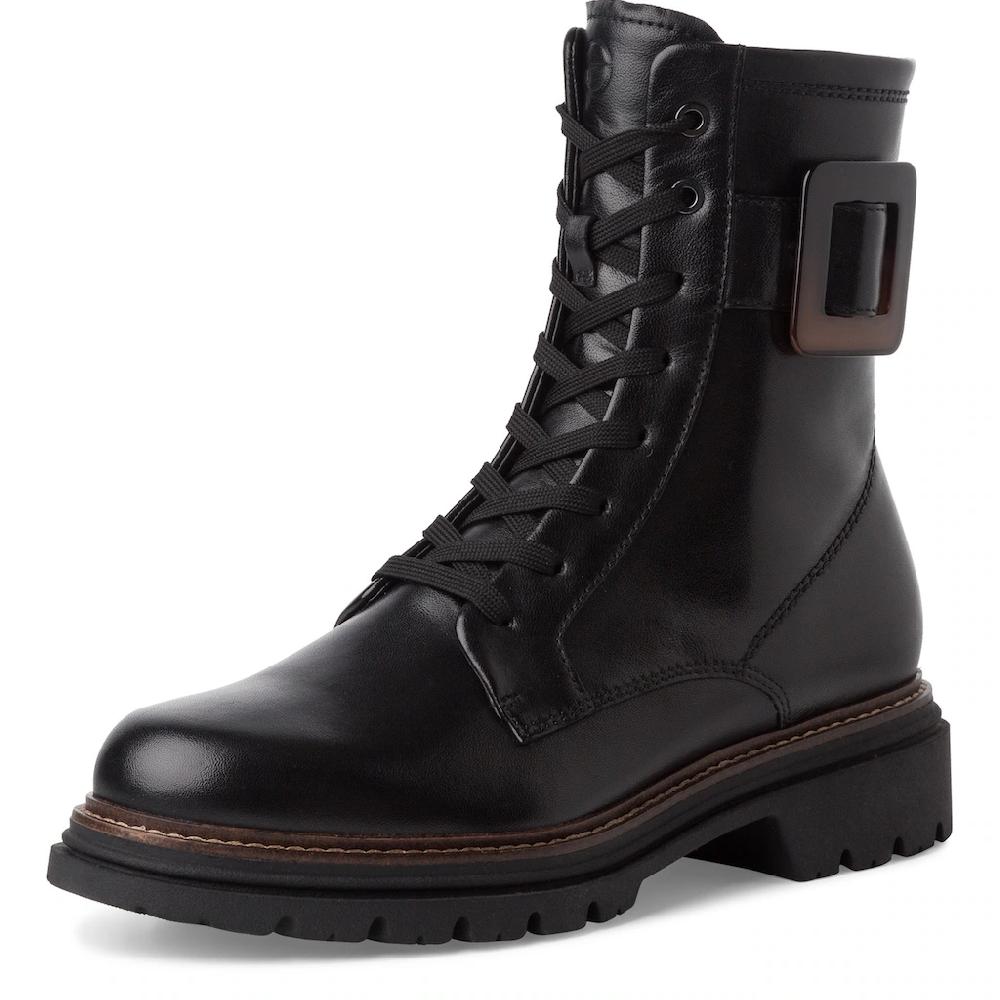 Tamaris Schnürboots Blockabsatz Schnürstiefelette mit auffälliger Zierschnalle