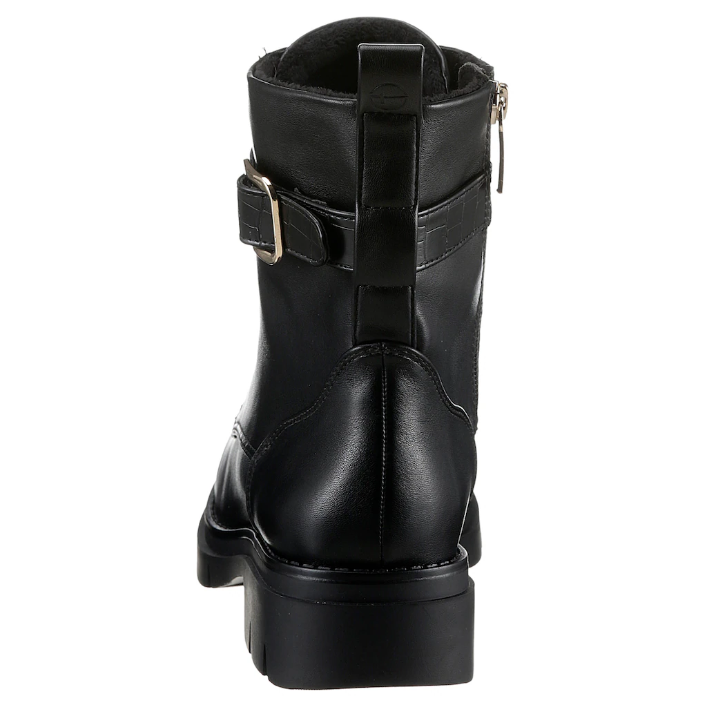 Tamaris Schnürboots Mit Zierriemchen In Reptilienprägung Und Schnalle Kaufen
