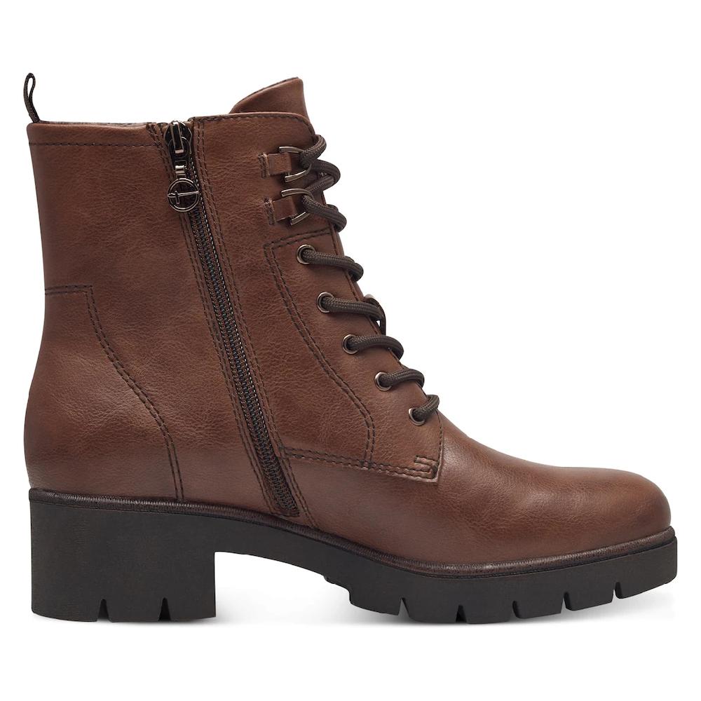 Tamaris Schnürstiefelette Blockabsatz Schnürboots Mit Ösen Und Ziernähten