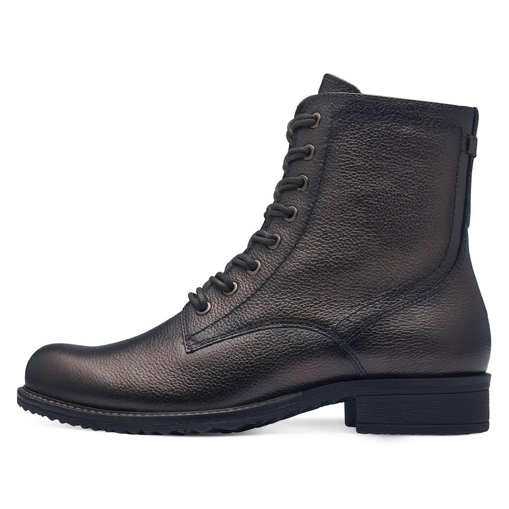 Tamaris Schnürstiefelette Blockabsatz Schnürboots Busisnessschuh Im Glänzenden Metallic-Look Kaufen