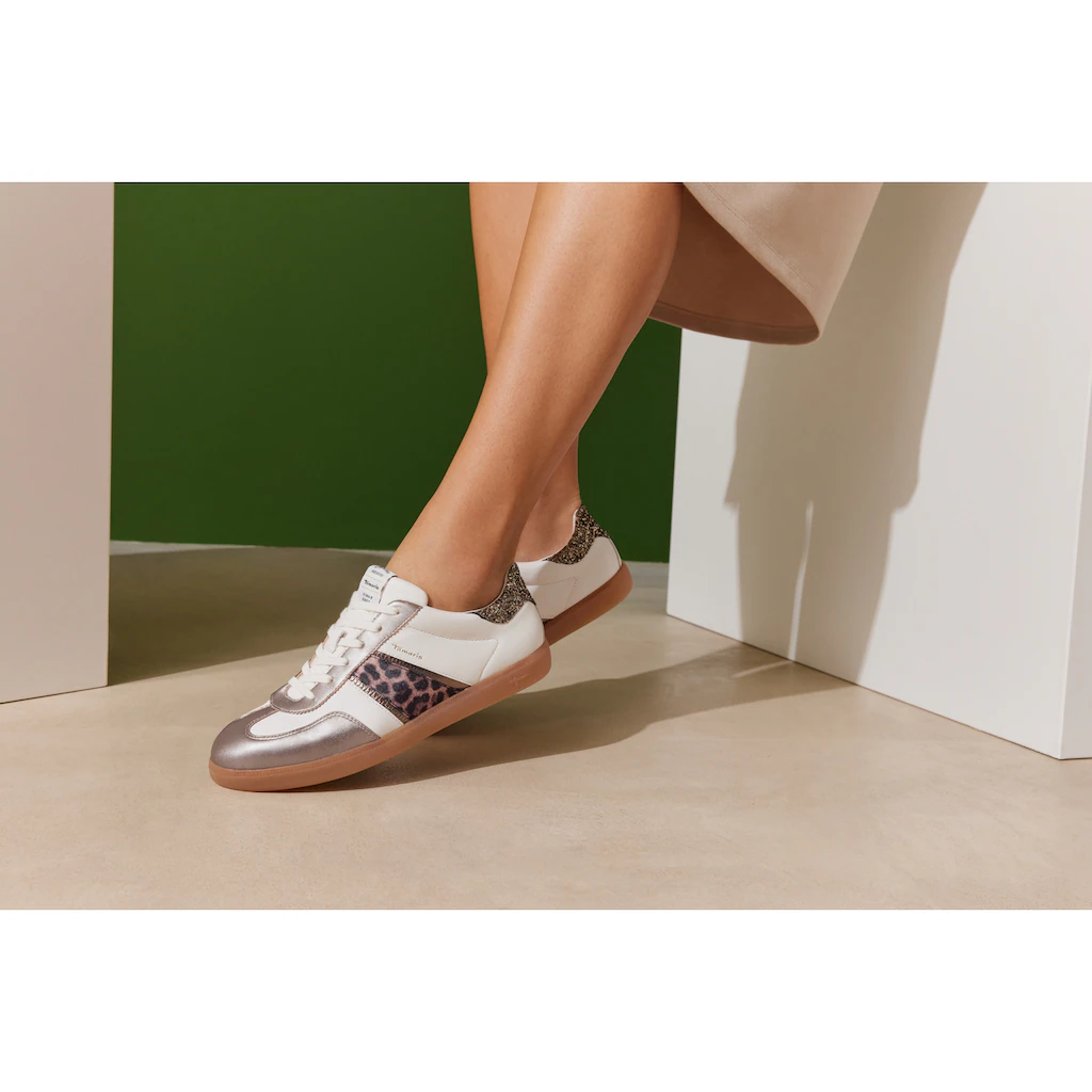Tamaris Sneaker Freizeitschuh Halbschuh Schnürschuh Mit Glitter An Der Ferse Kaufen