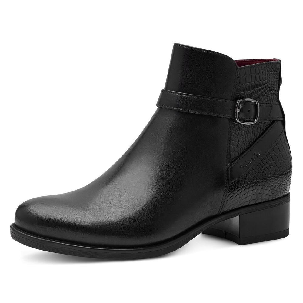 Tamaris Stiefelette Blockabsatz Businessschuh Boots mit Zierschnalle und Logoprägung bestellen